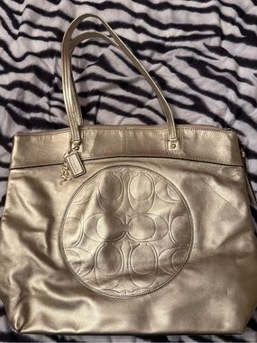 Coach Gold Leather Handbag Purse Tote